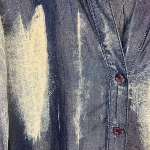 Bella Dahl Blouse Womens Size Medium Tie Dye Button High Low Bohemian Blue Boho - Picture 3 of 11